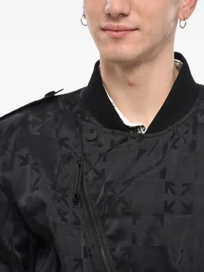 Off-white Arrows-jacquard Bomber Jacket In Black