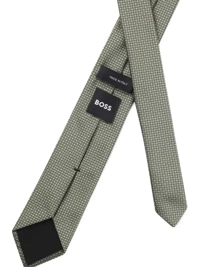 Hugo Boss Patterned Tie In Gray