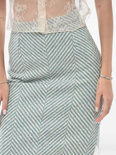 Off-white Herringbone-pattern Pencil Midi Skirt In Multi