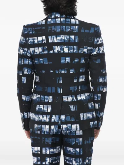 Off-white Windows-print Single-breasted Blazer In Black