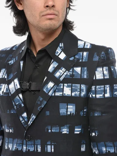 Off-white Windows-print Single-breasted Blazer In Black