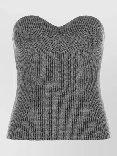 Jil Sander Strapless Ribbed Wool-blend Bustier Top In Pink