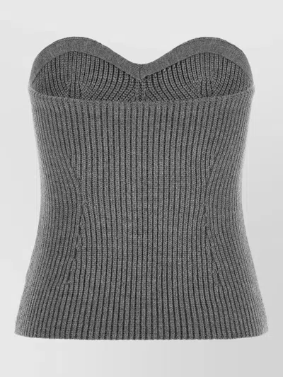 Jil Sander Strapless Ribbed Wool-blend Bustier Top In Pink