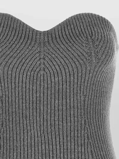 Jil Sander Strapless Ribbed Wool-blend Bustier Top In Pink