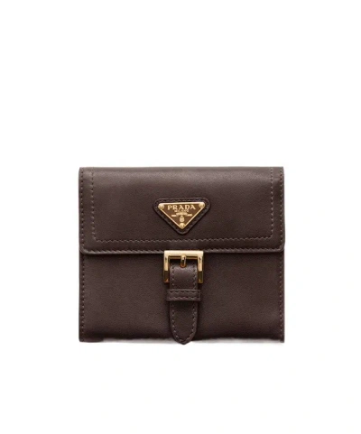 Prada Small Nappa Leather Wallet In Brown