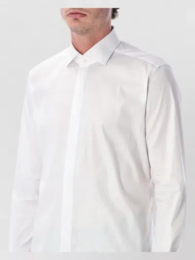 Xacus Ceremony Cotton Poplin French Collar Shirt In White