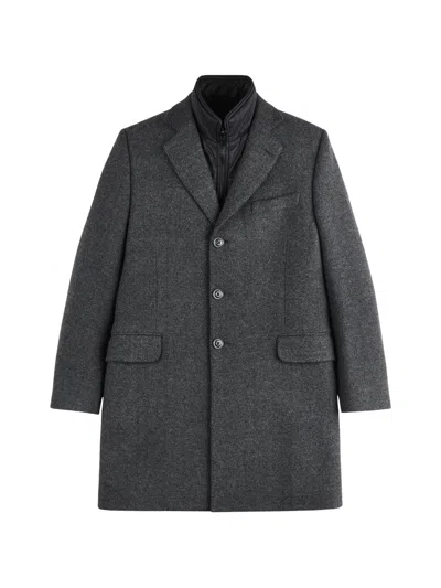 Fay Tailored Three-button Coat With Herringbone Pattern And Padded Insert In Multi