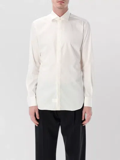 Xacus Ceremony Cotton Poplin French Collar Shirt In White