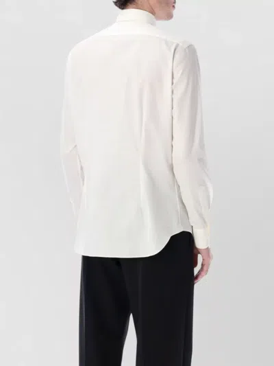 Xacus Ceremony Cotton Poplin French Collar Shirt In White