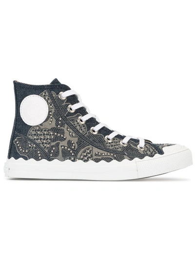 Chloé Embellished High-top Sneakers In Blue