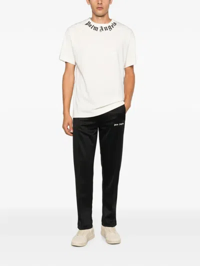 Palm Angels Neck Logo Printed T-shirt In White