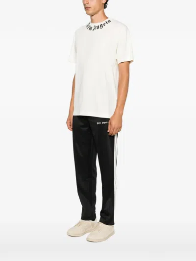 Palm Angels Neck Logo Printed T-shirt In White