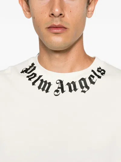 Palm Angels Neck Logo Printed T-shirt In White