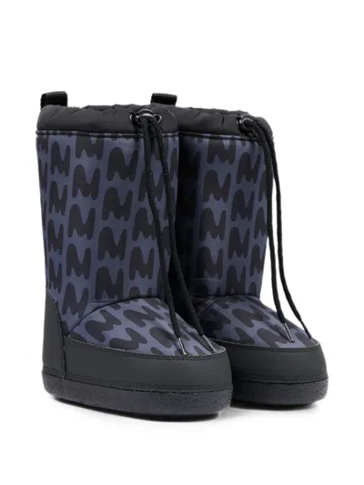 Msgm Monogram-print Drawstring Snow Boots In Multi