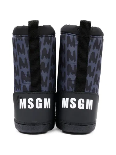 Msgm Monogram-print Drawstring Snow Boots In Multi