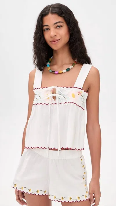 Ciao Lucia Ander Embroidered Top In White In White