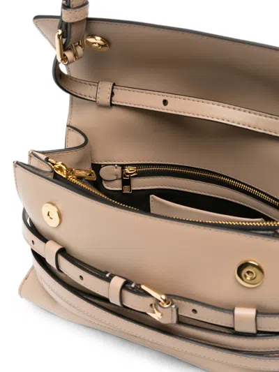 Moschino Belt Detail Rectangular Shoulder Bag In Brown