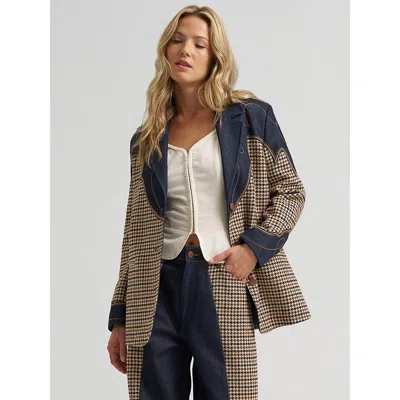 Wrangler Houndstooth Cotton Blazer In Neutral
