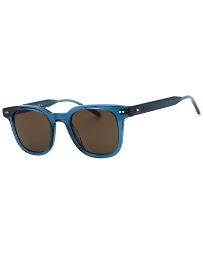 Tommy Hilfiger Rectangular Plastic Men's Sunglasses In Blue