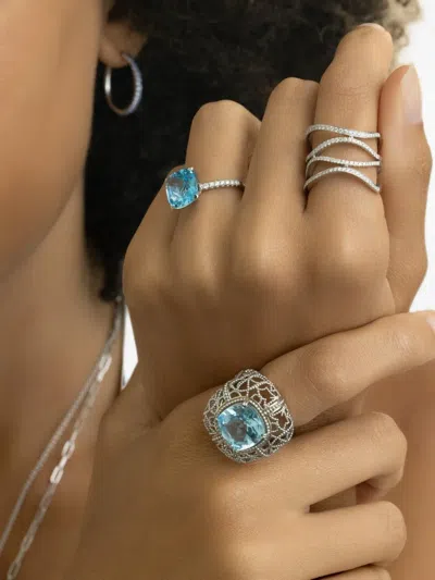 Lisa Nik Textured Blue-topaz Ring In Pattern