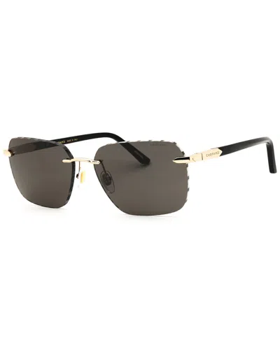 Chopard Schg62 Polarized Rectangular Metal Sunglasses In Gold