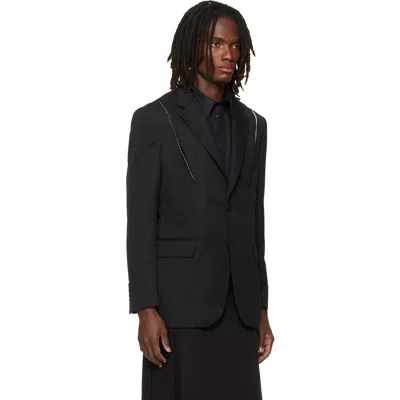 Simone Rocha Black Structured Slash Blazer In White