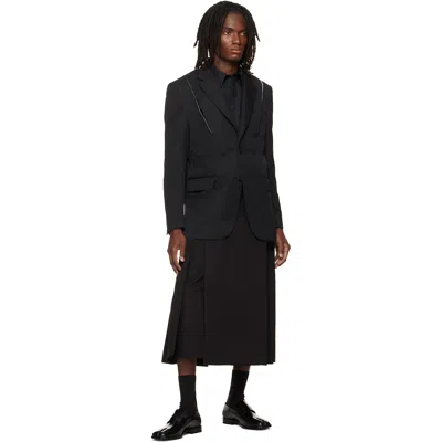 Simone Rocha Black Structured Slash Blazer In White