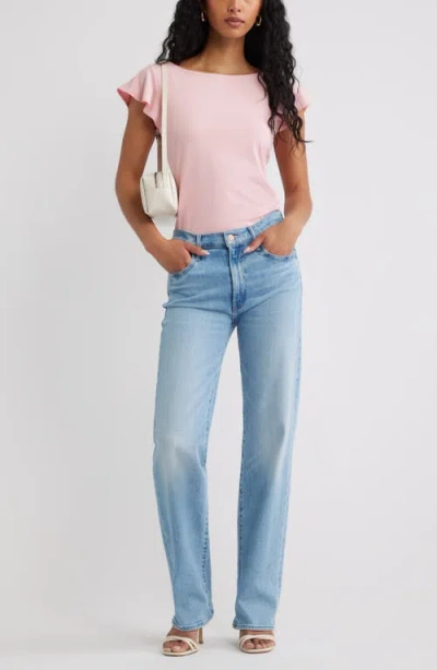 Open Edit Flutter Sleeve Top In Pink