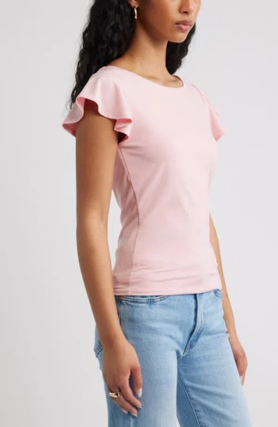 Open Edit Flutter Sleeve Top In Pink