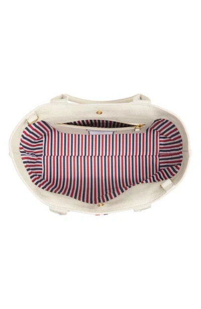 Thom Browne Small Tool Pebbled Leather Tote In White