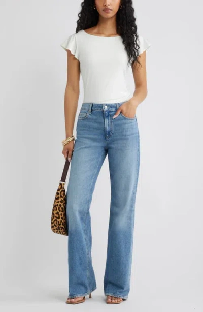 Open Edit Flutter Sleeve Top In White