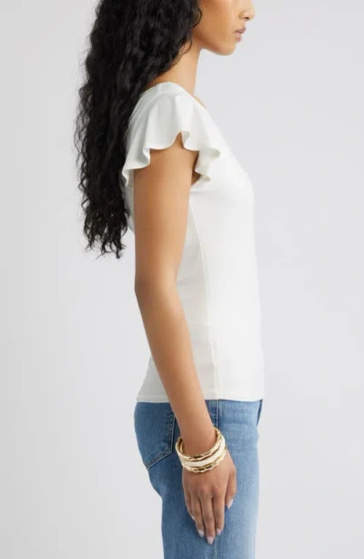 Open Edit Flutter Sleeve Top In White