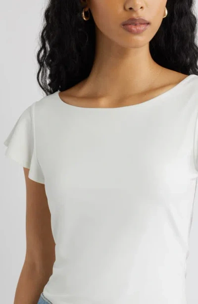 Open Edit Flutter Sleeve Top In White