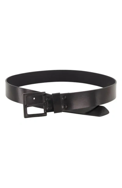 Allsaints Solid Leather Belt In Black