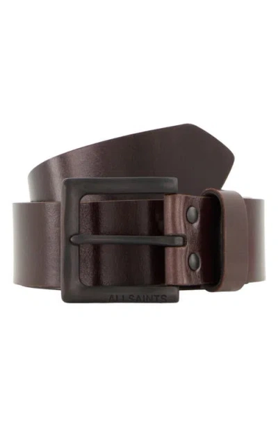 Allsaints Solid Leather Belt In Brown