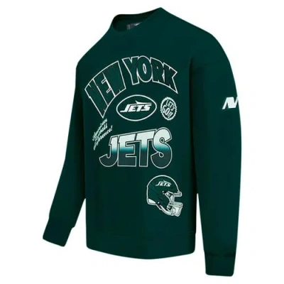 Pro Standard Green New York Jets Turn It Up Drop Shoulder Pullover Sweatshirt In Multi