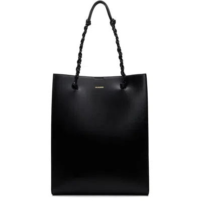 Jil Sander Rectangular Shoulder Bag Smooth Finish Braided Handles In 001 Black