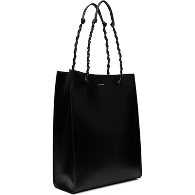 Jil Sander Rectangular Shoulder Bag Smooth Finish Braided Handles In 001 Black