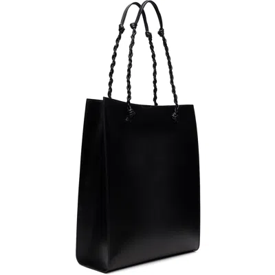 Jil Sander Rectangular Shoulder Bag Smooth Finish Braided Handles In 001 Black