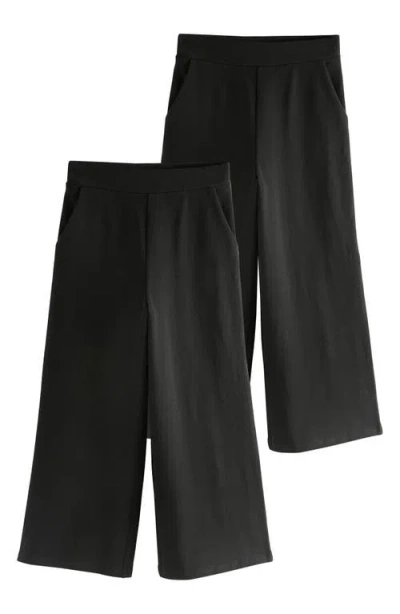Next Kids' 2-pack Pull-on Wide Leg Pants In Black