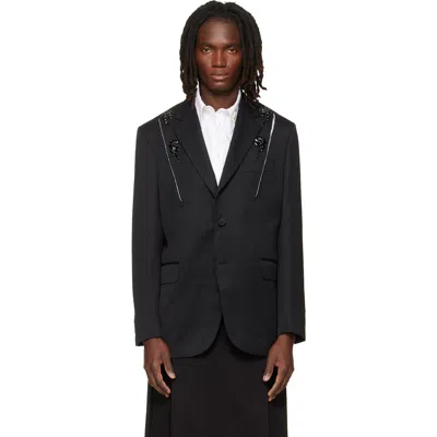 Simone Rocha Black Structured Slash Blazer In Black