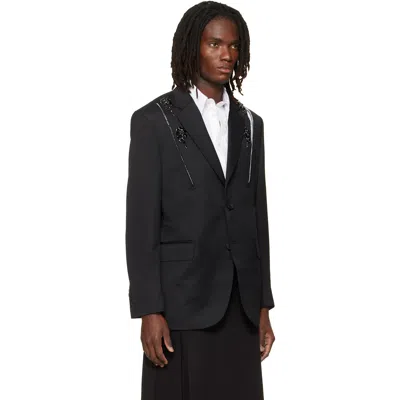 Simone Rocha Black Structured Slash Blazer In Black