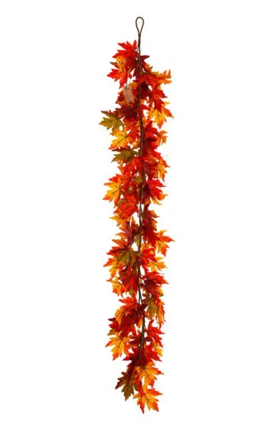 Glitzhome Fall Lighted Maple Leaves Garland With Timer In Multi
