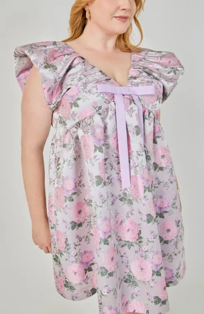 Endless Rose Bow Jacquard Minidress In Multi