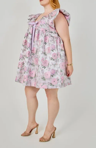 Endless Rose Bow Jacquard Minidress In Multi