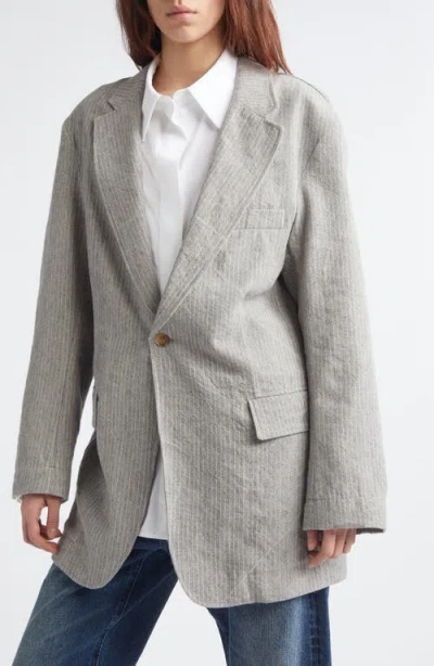 R13 Pinstripe-pattern Blazer In Gray