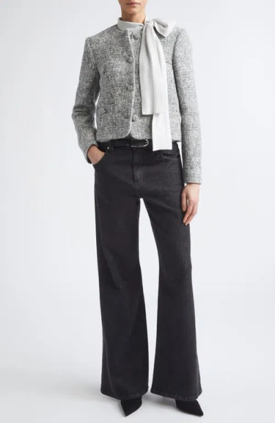 Eleventy Collarless Wool Blend Jacket In Gray