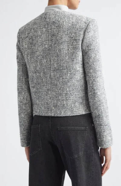 Eleventy Collarless Wool Blend Jacket In Gray