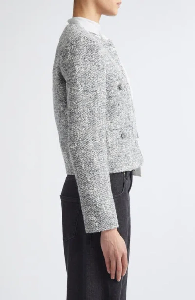 Eleventy Collarless Wool Blend Jacket In Gray