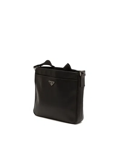 Prada Saffiano Messenger Bag In Black